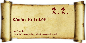 Kámán Kristóf névjegykártya