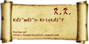 Kámán Kristóf névjegykártya